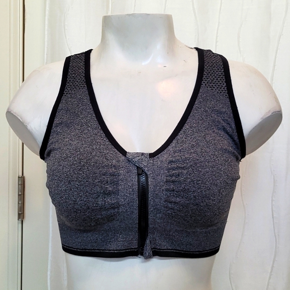 Gray and Black Sports Bra